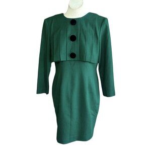 Depeche Mode Vintage Forest Green Modest Executive Dress Size 12 Petite